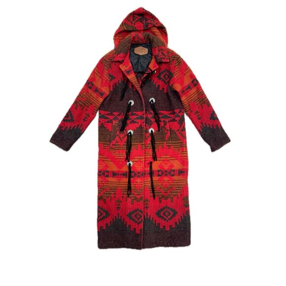 Vintage Woolrich Womens Small  Wool Long Coat Duster Blanket Southwestern Aztec - Picture 1 of 9
